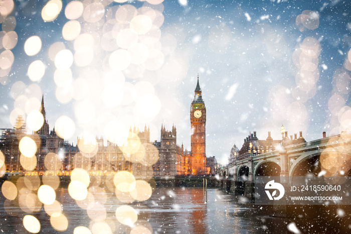 snowing in london - winter in the city