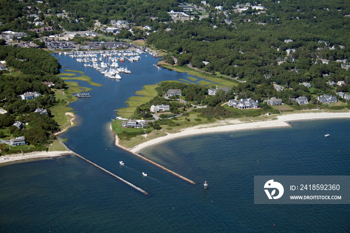 Aerial of Harwich Cape Cod at Saquatucket Harbor