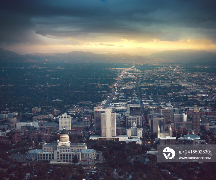 Salt Lake City at sunset