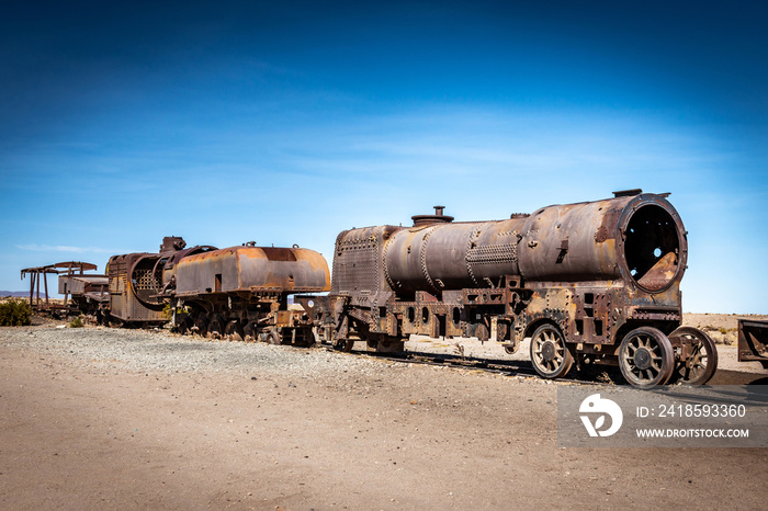 Great train graveyard, Uyuni, Bolivia