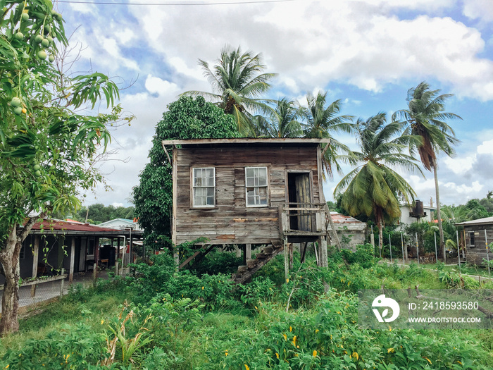 River house on stills in Guyana