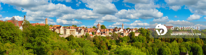 Skyline panorama of Rothenburg ob der Tauber city in Germany