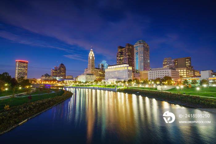 View of downtown Columbus Ohio Skyline