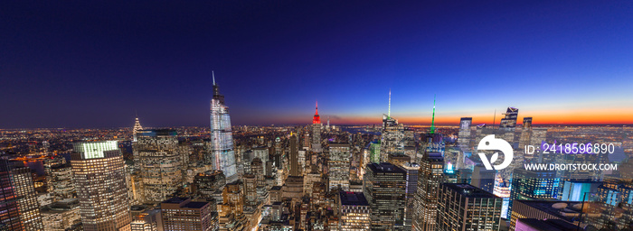 New York City Manhattan midtown buildings skyline evening night