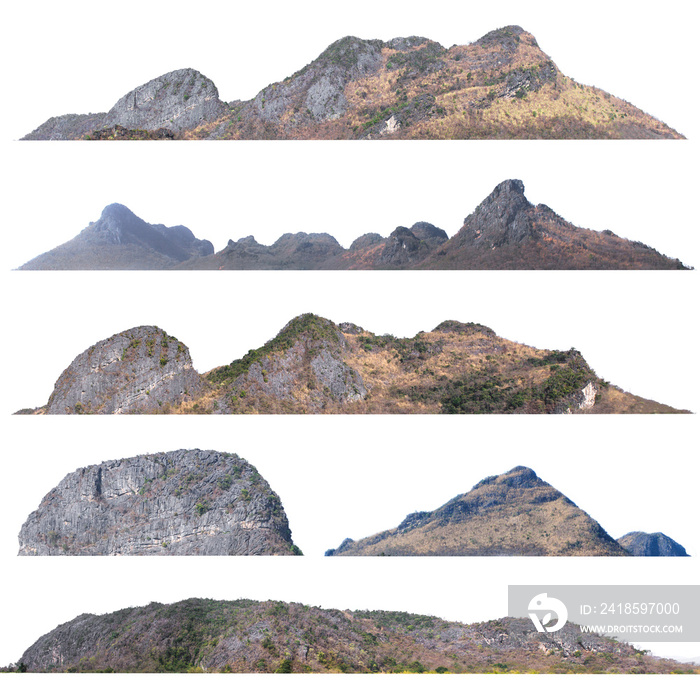 collection of mountain isolate on white background