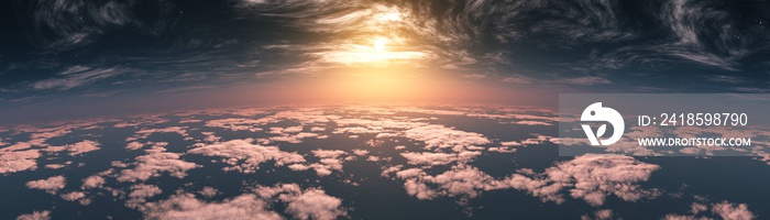 Beautiful clouds, panorama of clouds, above the clouds, clouds from above, flying above