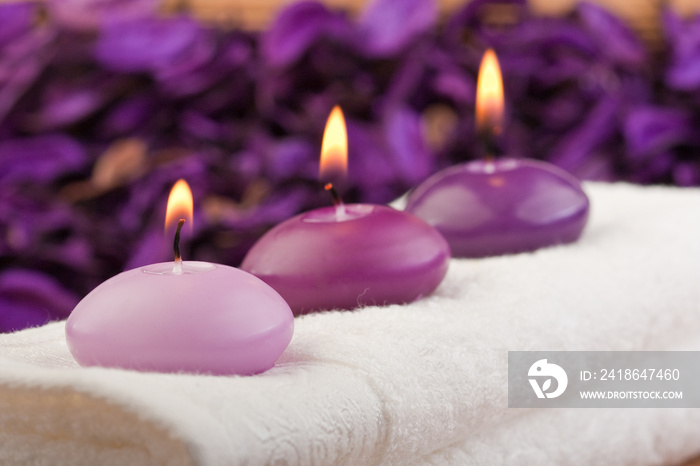 purple candles on massage towel (1)