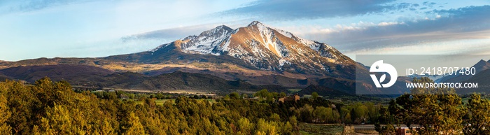 Beautiful view of mountain Sopris Aspen Glen Colorado