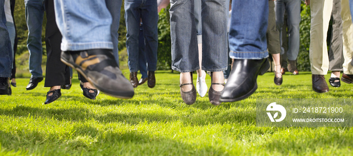 Feet Jumping on the Grass