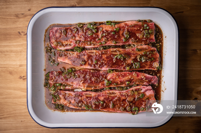 Korean style marinated fresh short rib with bone