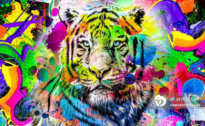 老虎头，富有创意的彩色抽象元素