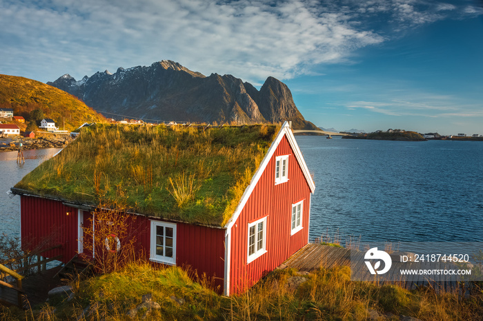 Lofoten landscape in autumn norway mountains