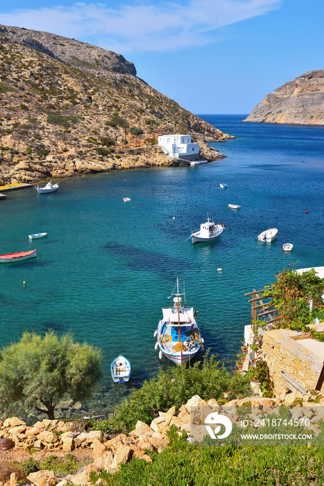 Heronissos bay at the north edge of Sifnos. Cyclades islands, Greece