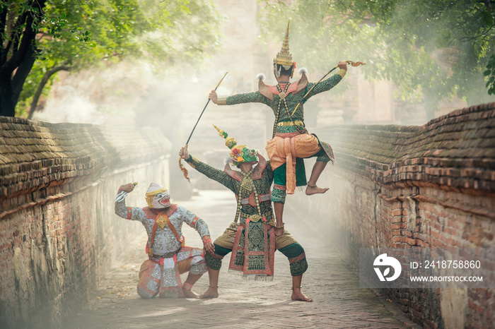 艺术文化泰国文学中戴面具的孔舞（Mime），罗摩衍那，泰国文化孔，A mim