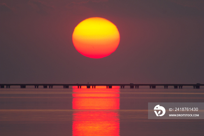 Sunset over Lake Pontchartrain causeway