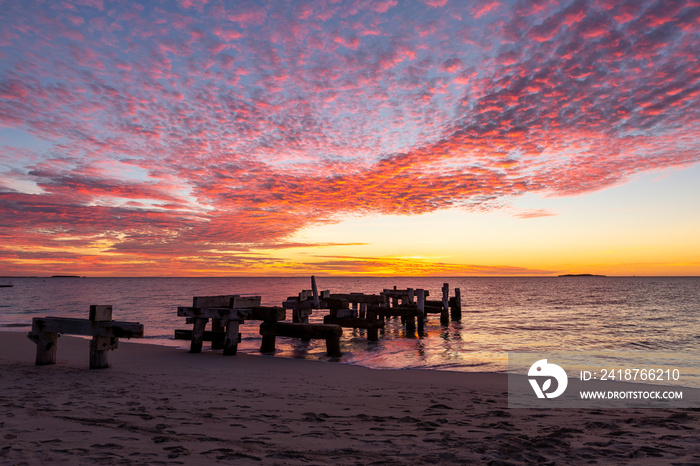 Cirrocumulus clouds at sunset over Jurien Bay Jetty