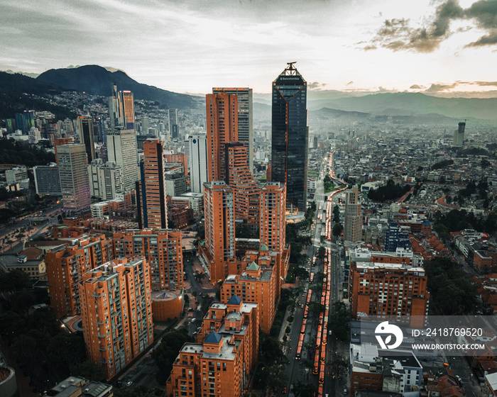 Aerial view on Bogotá the capital city of Colombia