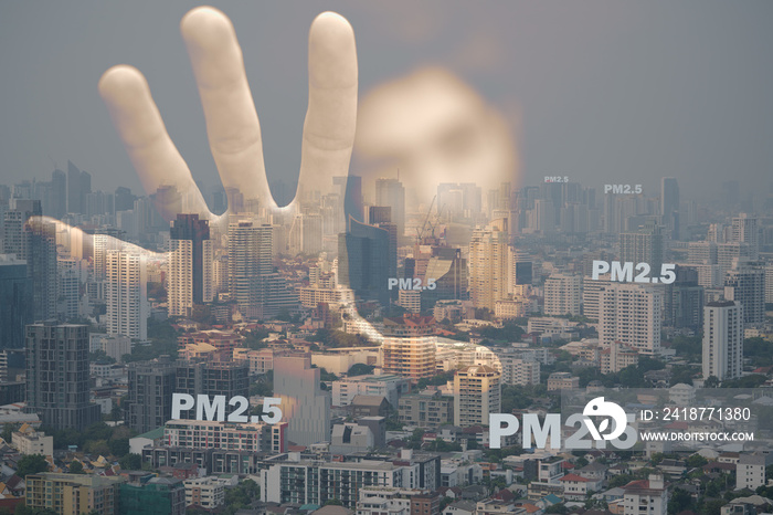 大城市有污染空气pm2.5的概念性大雾。