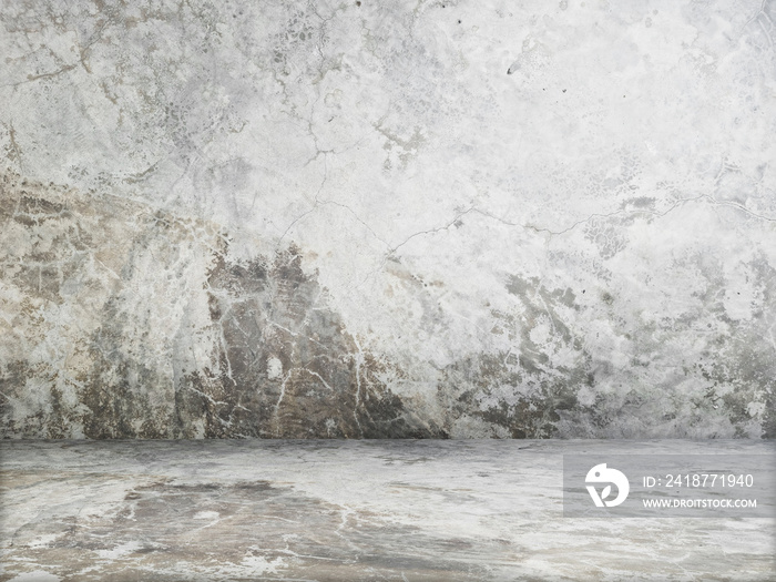 empty room with old grungy concrete floor amd wall in perspective view. rustic illustration dirty ce