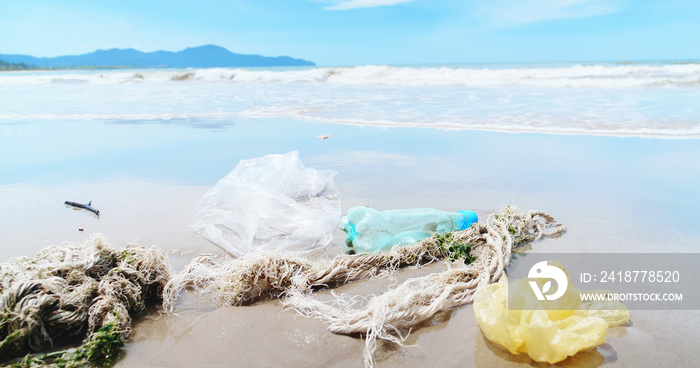 plastic waste garbage on beach