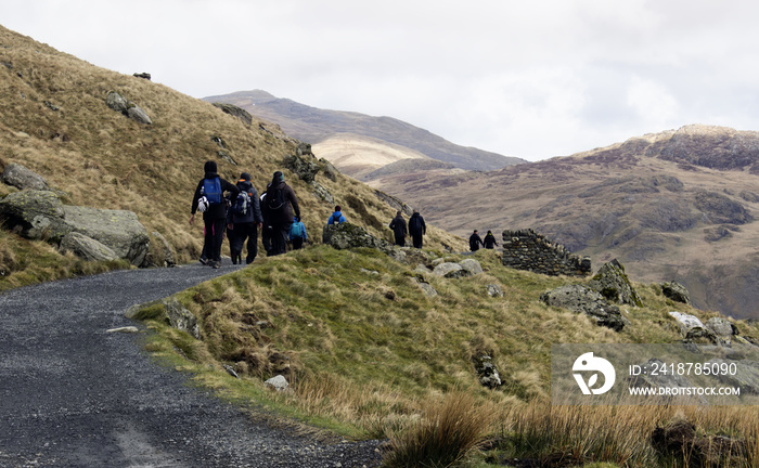 Winding path to Mount Snowdon, wales, United Kingdom