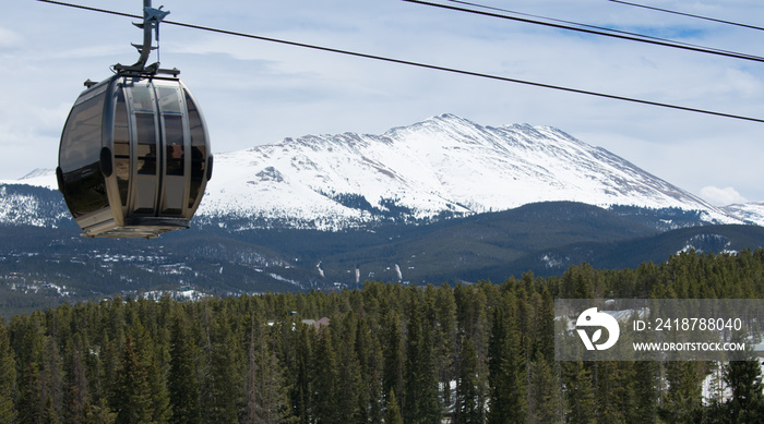 Gondoala traveling up Colorado Rocky Mountains