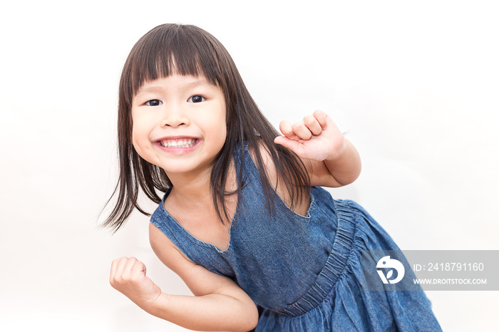 Closeup portrait of little adorable cute asian girl, lovely small hanppy beautiful asian girl with f