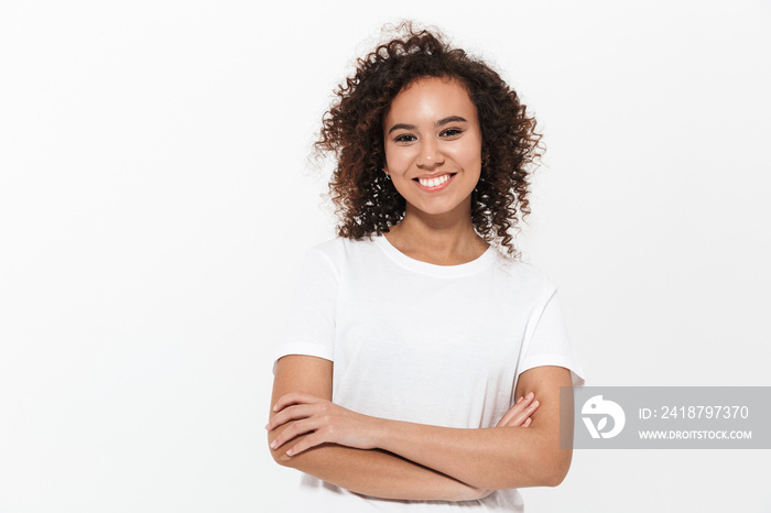 Portrait of a pretty cheerful casual african girl