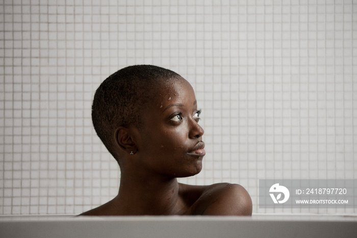 Woman in bathroom