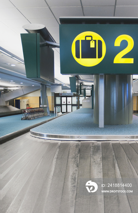 The baggage return claim area of the airport