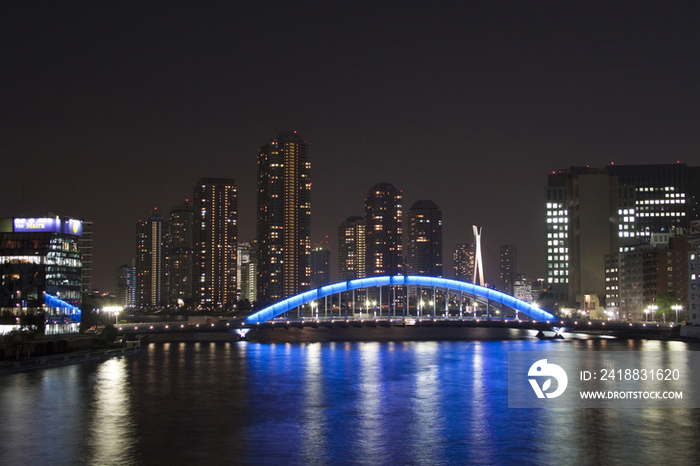 Eitai Bridge at night, Tokyo, Japan