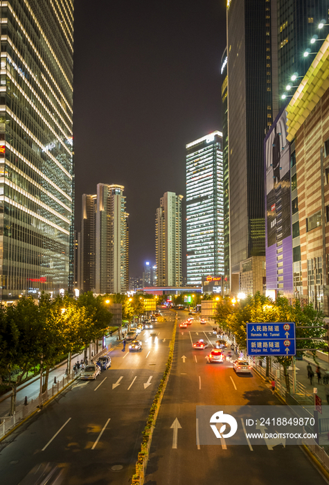 Night View of Shanghai Pudong New Area,Shanghai,China