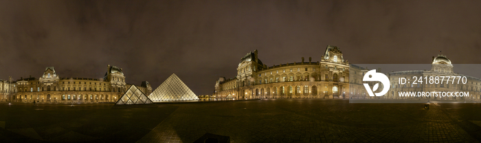 Louvre Museum in Paris,France at night