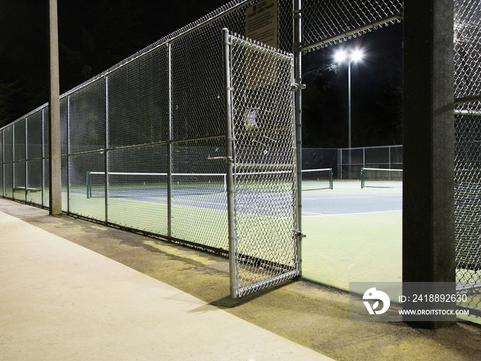Tennis Court Entrance at Night