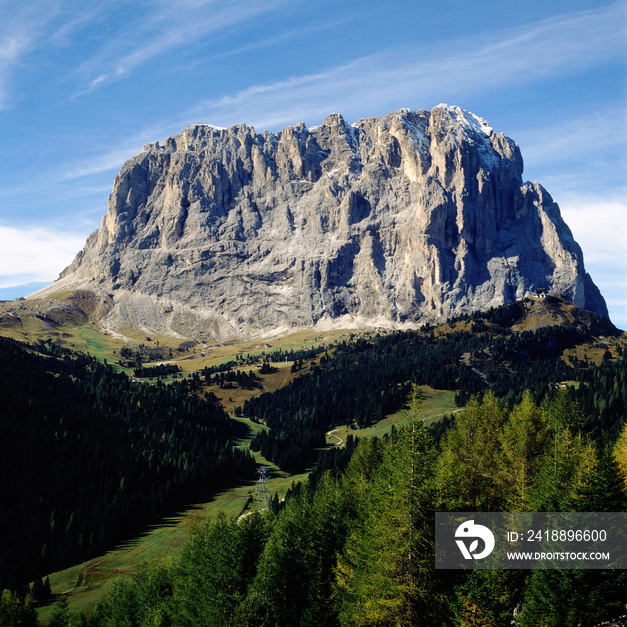 Europe Italy Dolomites, the Sasso Lungo from the Gardena Pass