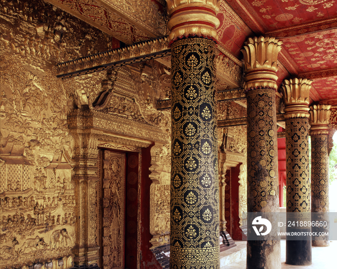 Portico of Wat Mai, a royal temple, Luang Prabang,Laos