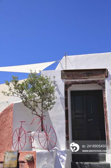 House with white wall in Santorini Island