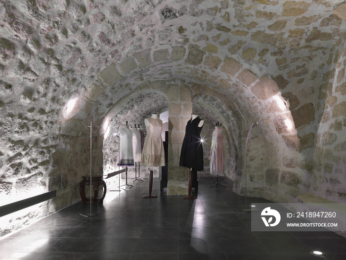 Mannequins on display in underground store