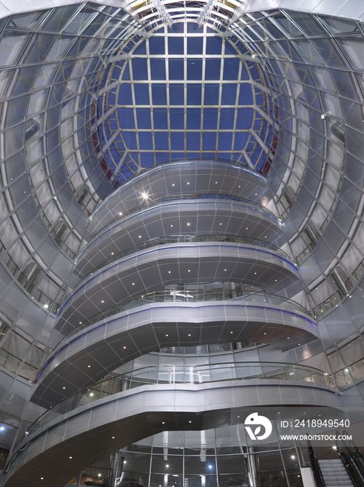 Modern spiral staircase of shopping mall