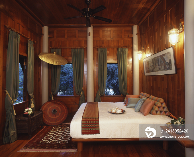 A bedroom in a thai house,Thailand