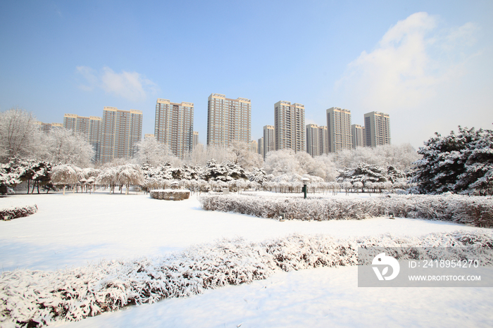 辽宁省沈阳城市建筑雪景