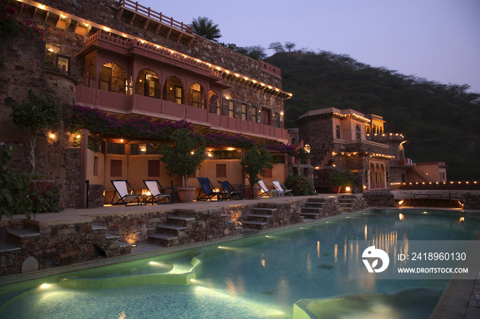 Swimming poolat Neemrana Fort PalaceRajasthan, India