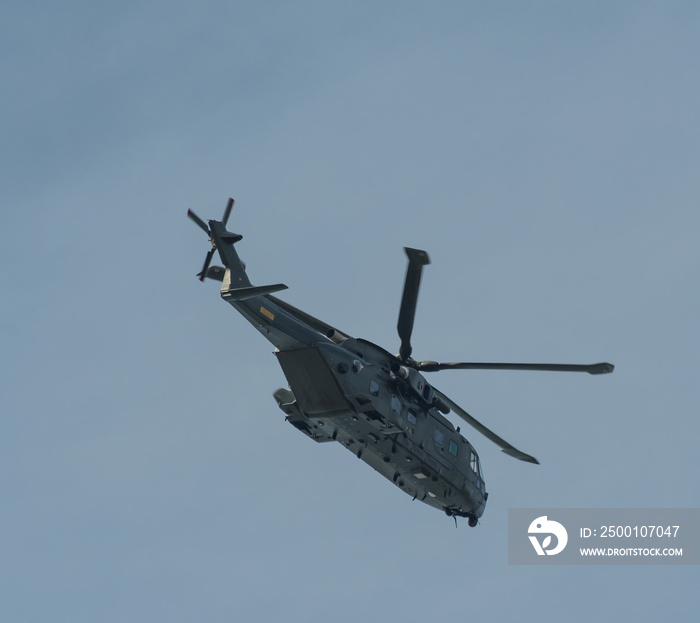 Danish air force Merlin EH101 helicopter in the sky