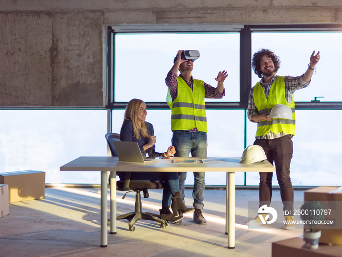 group of business people,architect and engineer on construction site