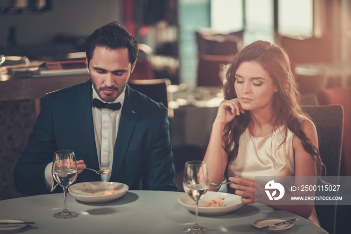 Beautiful couple in a restaurant