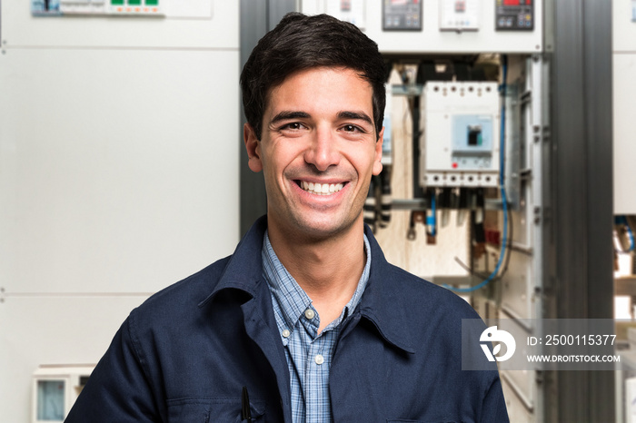 Smiling electrician portrait