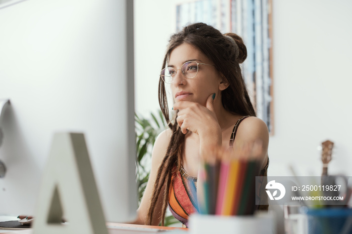 Woman working with her computer