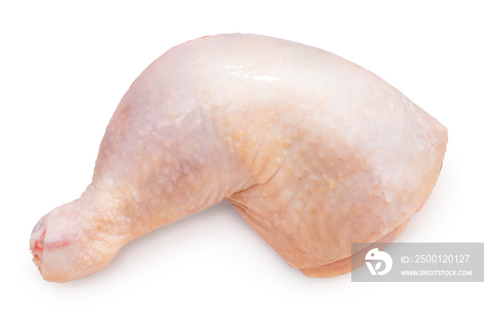 Fresh Chicken legs isolated on white background, Raw chicken drumsticks  legs on white background With clipping path.