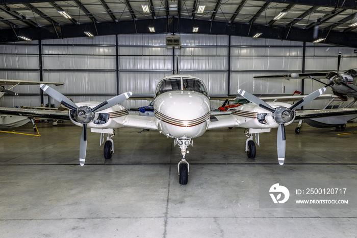 Aircraft in the hangar. Light airplane