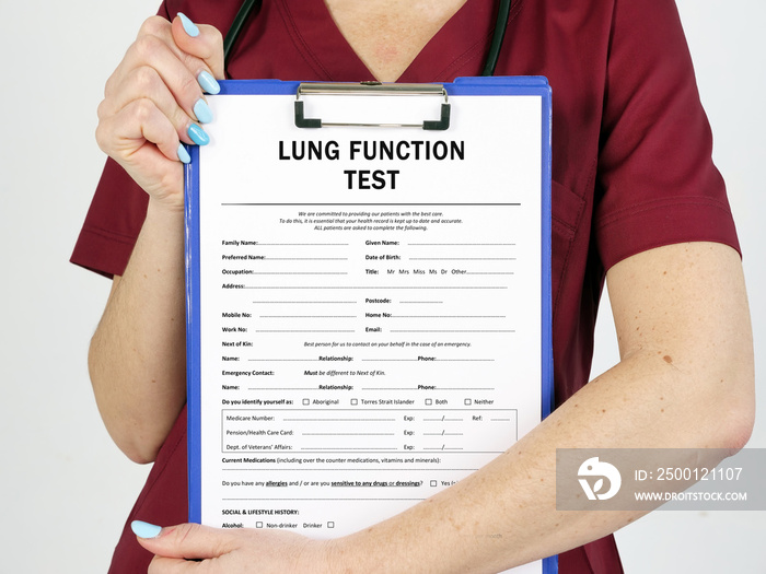 LUNG FUNCTION TEST inscription on the page.